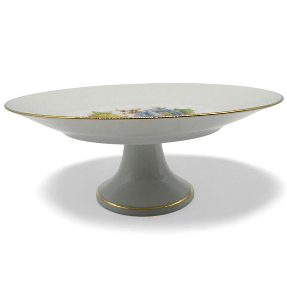 JKW BAVARIA Floral Cake Stand Pedestal Dessert Germany Vintage 10" - Picture 5 of 10